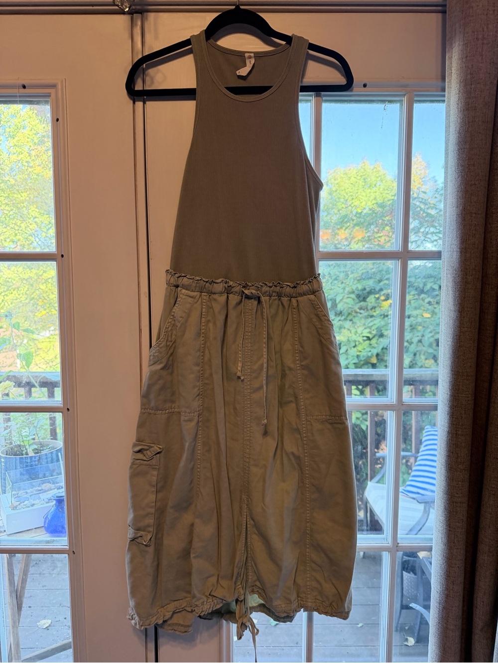 Womens Olive Green Tank Dress with Cargo Skirt Anthropologie